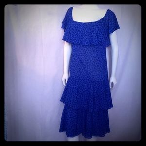 VTG 80s Lillie Rubin animal print tier ruffle print drop waist Made in USA Small